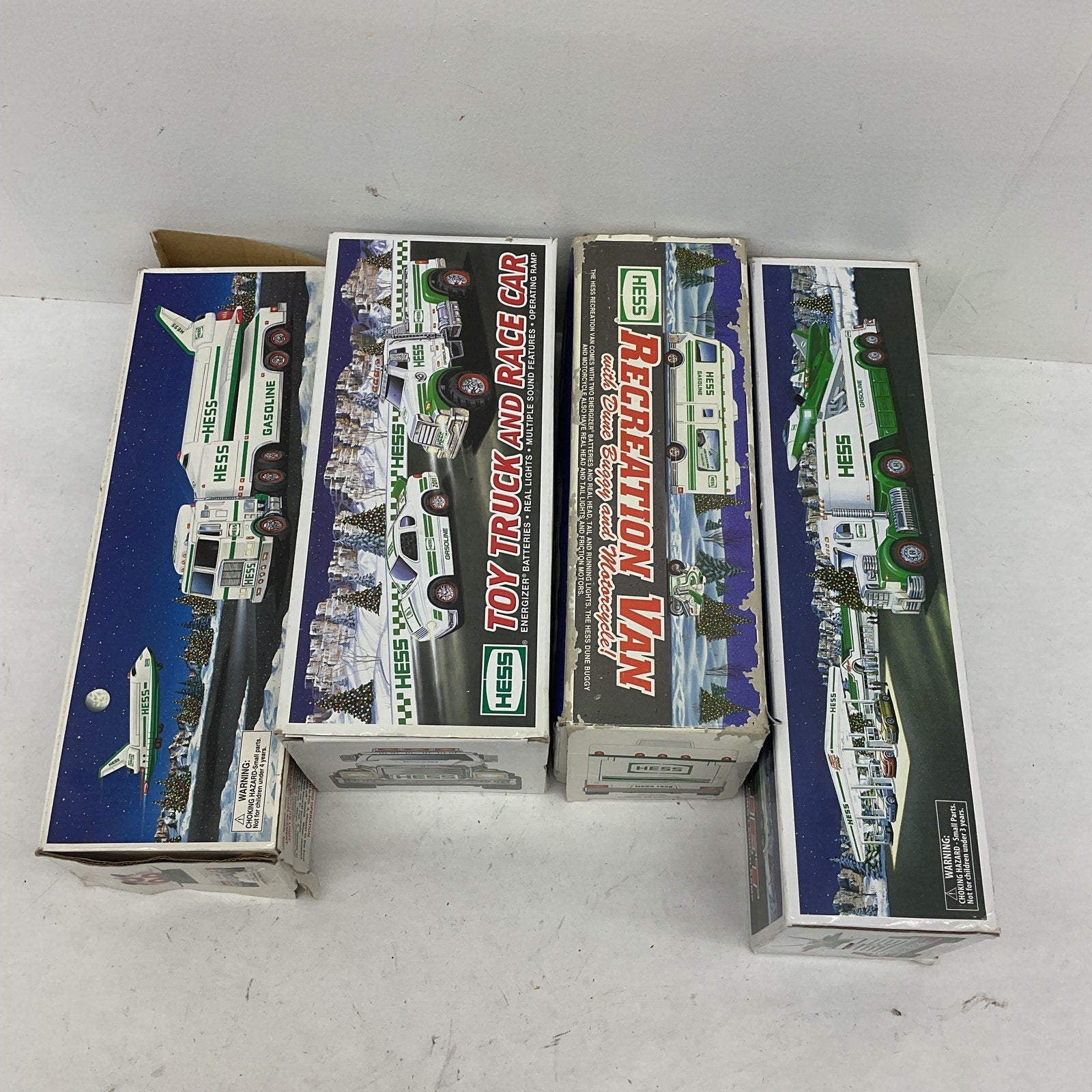 New in Box LOT Hess Diecast Toy Semi Trucks Race Car Space Shuttle 1990s Vintage - Warehouse Toys