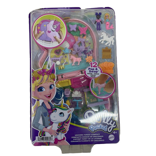 New in Package Polly Pocket Unicorn Forest Fantasy Compact Case Doll Play Set - Warehouse Toys