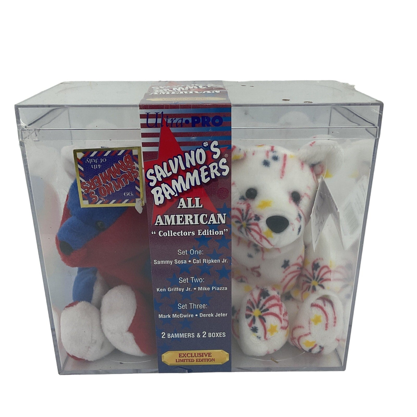 New Salvino's Bammers All American Bean Bag Teddy Bear Plush in Clear Case - Warehouse Toys