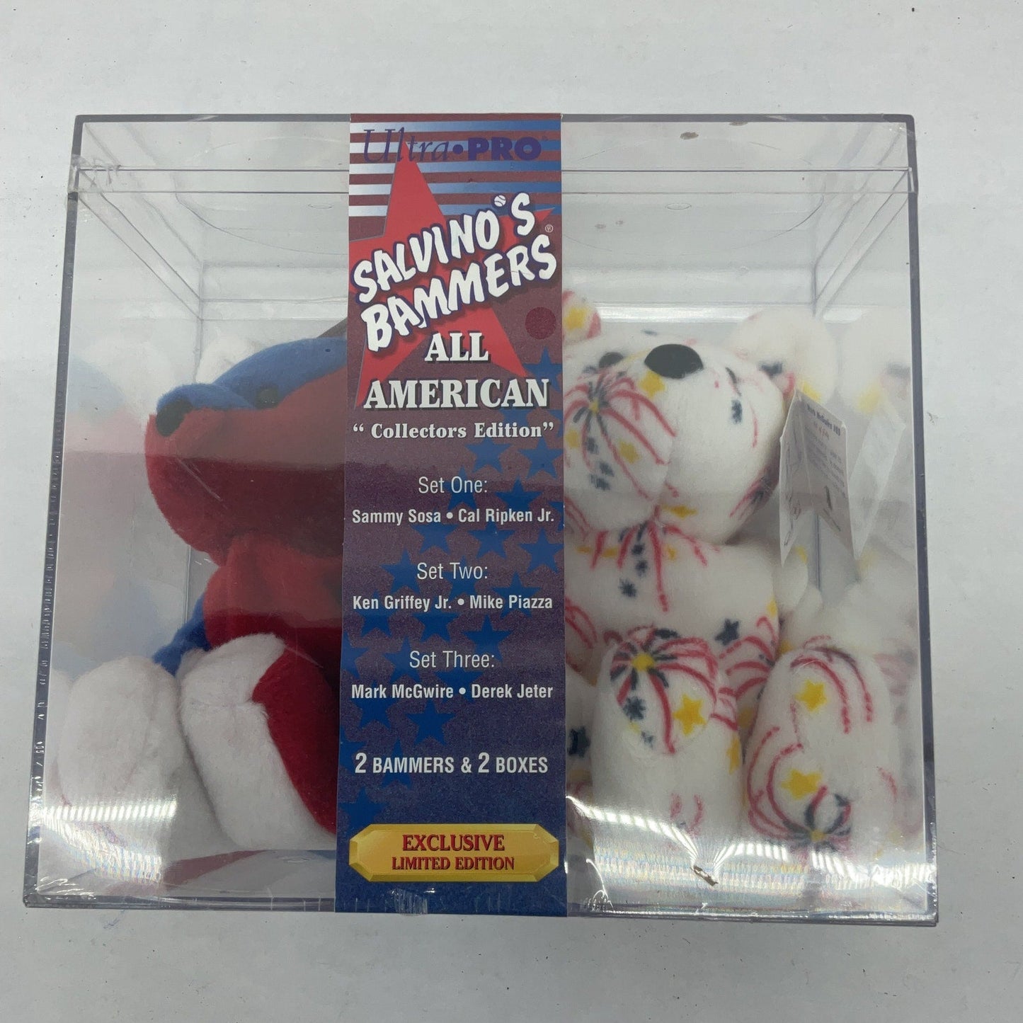 New Salvino's Bammers All American Bean Bag Teddy Bear Plush in Clear Case - Warehouse Toys