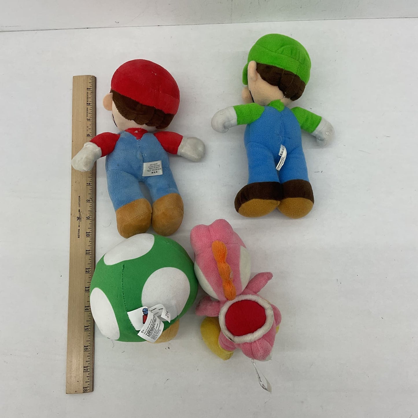 Nintendo Multicolor Mario Luigi Pink Yoshi Mushroom Plush Lot Stuffed Animal - Warehouse Toys