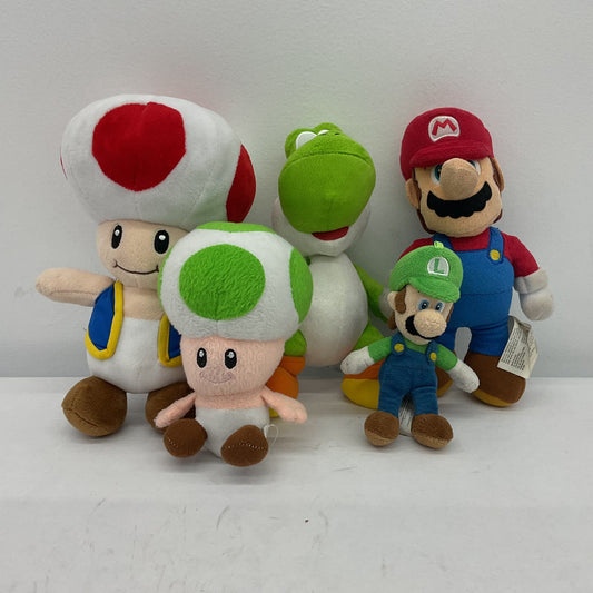 Nintendo Super Mario Bros Luigi Yoshi Toad Stuffed Animal Plush Toy Lot - Warehouse Toys