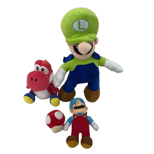 Nintendo Super Mario Character Plush LOT Luigi Red Yoshi Mushroom - Warehouse Toys