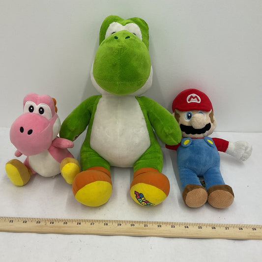 Nintendo Super Mario Green Pink Yoshi Plush Stuffed Animal Lot - Warehouse Toys