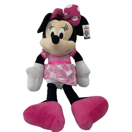 NWT Disney Jumbo Large Sized Soft Cuddly Minnie Mouse in Pink Dress Plush Doll - Warehouse Toys