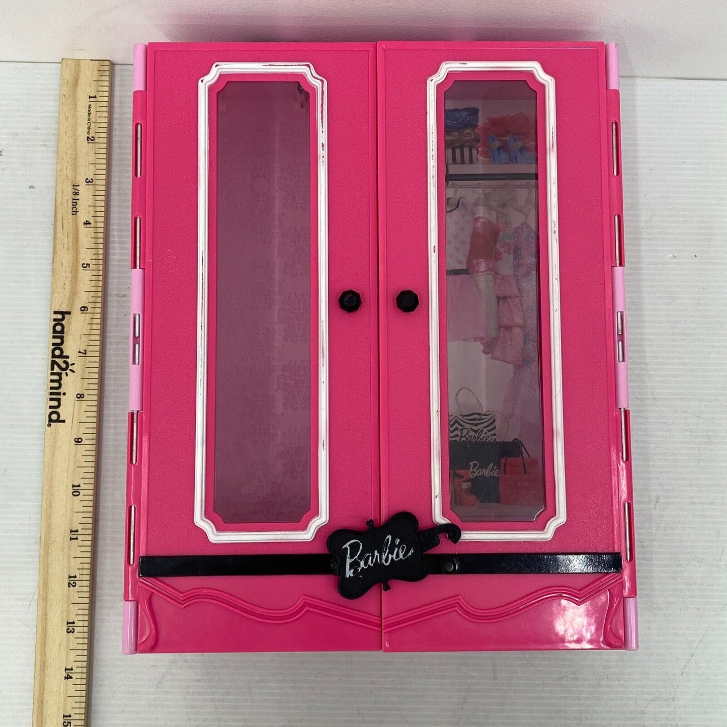 Pink Barbie Mattel 2013 Clear Doors Wardrobe Closet Storage Doll Travel Case - Warehouse Toys