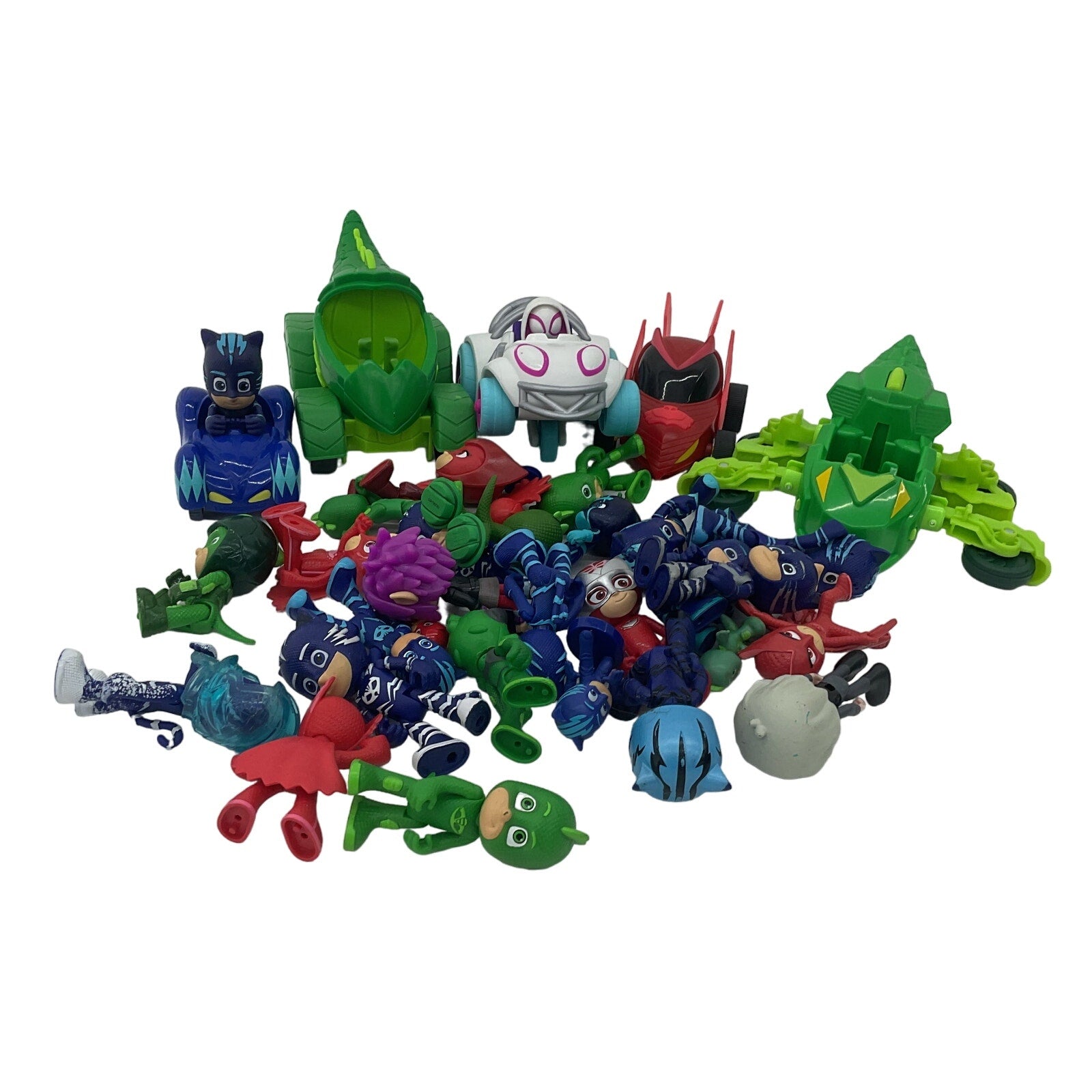 PJ MASKS Green Blue Red Lot Action Figures - Preowned Plastic Toy - Warehouse Toys