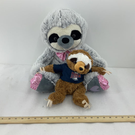 Plush Sloth Lot of 2 Brown and Gray Stuffed Animal Toys Braves Kellytoy - Warehouse Toys