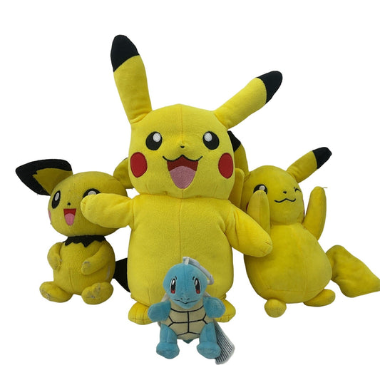 Pokemon Mixed Character Plush Dolls Yellow Pikachu Raichu Squirtle LOT - Warehouse Toys