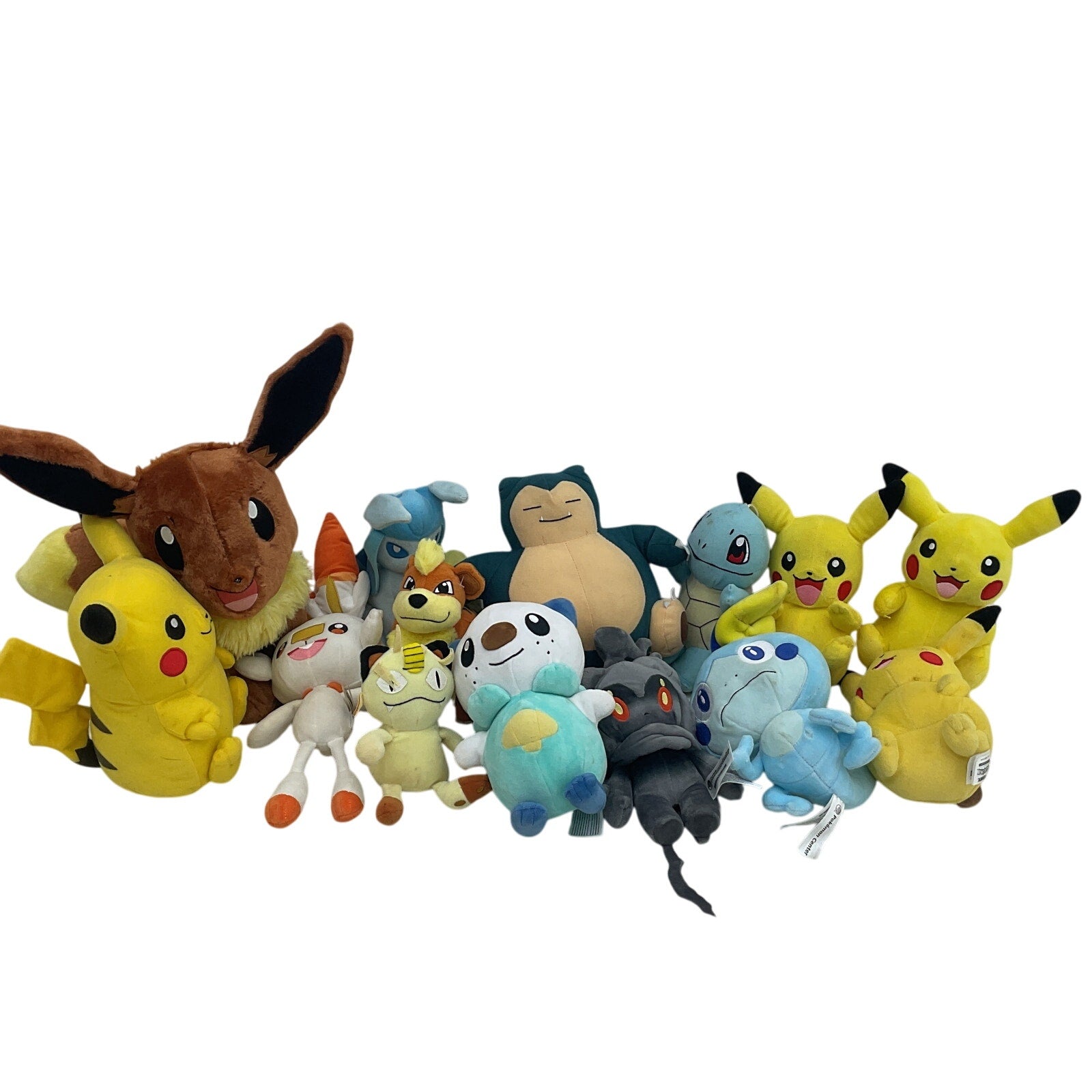 Pokemon Mixed Preowned Character Plush LOT Eevee Pikachu Snorlax Meowth - Warehouse Toys