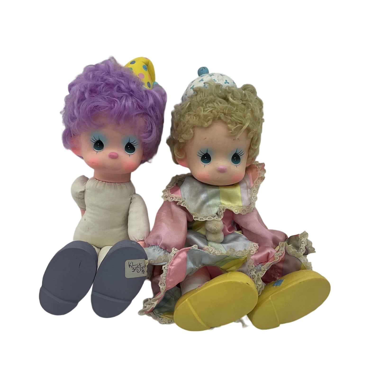 Precious Moments Preowned Play Baby Dolls Christian LOT 2 Pierrot Cirus Clowns - Warehouse Toys