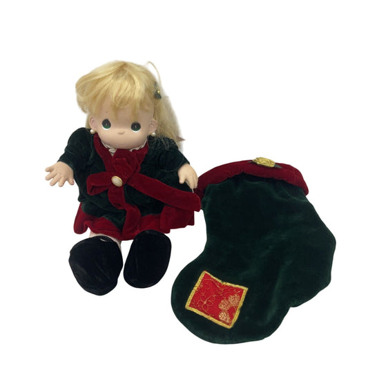 Precious Moments Preowned Xmas Little Girl Play Doll & Stocking Christian Toys - Warehouse Toys
