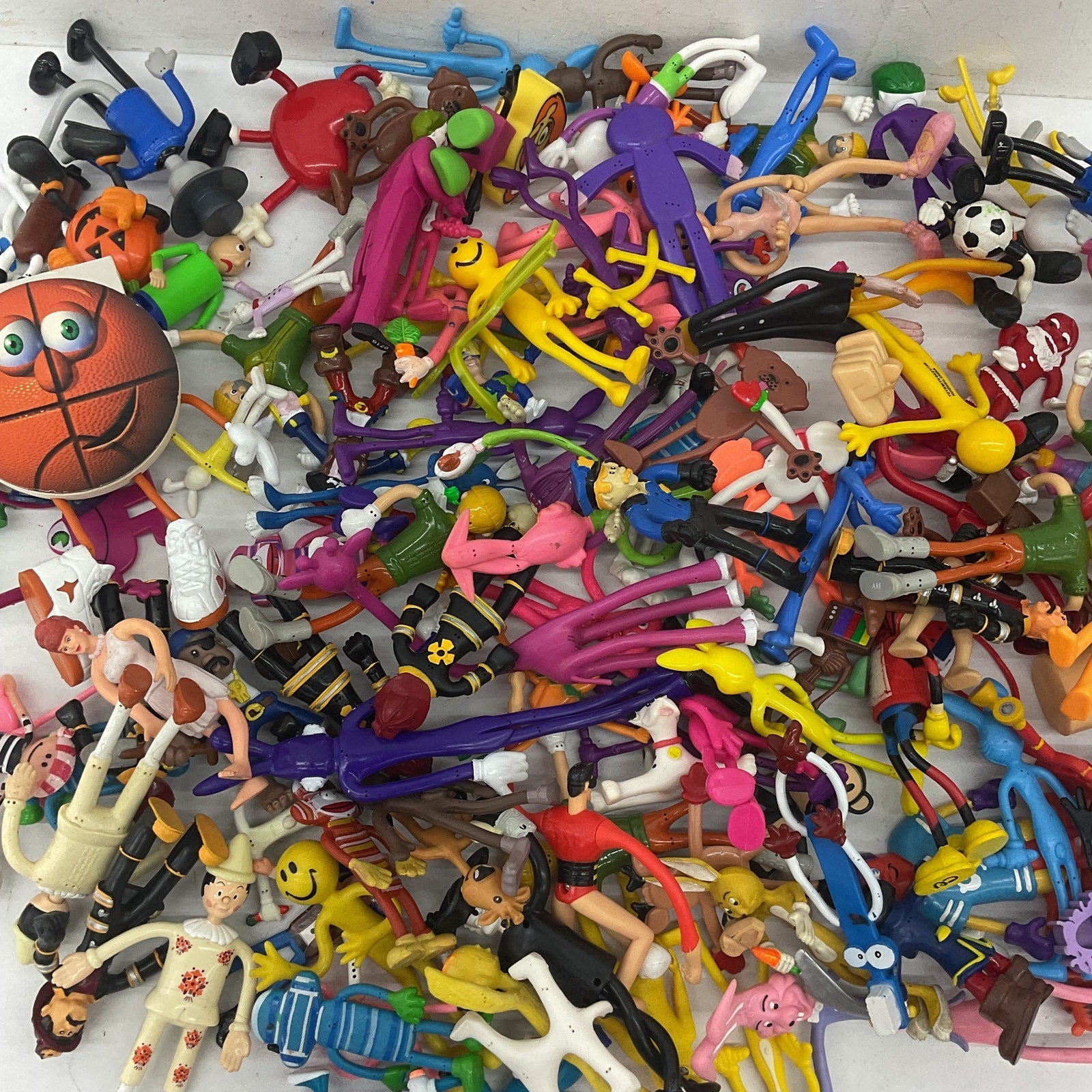 Preowned 10 lbs Mixed LOT Bendable Poseable Toy Figures Bozo Novelty Holiday - Warehouse Toys