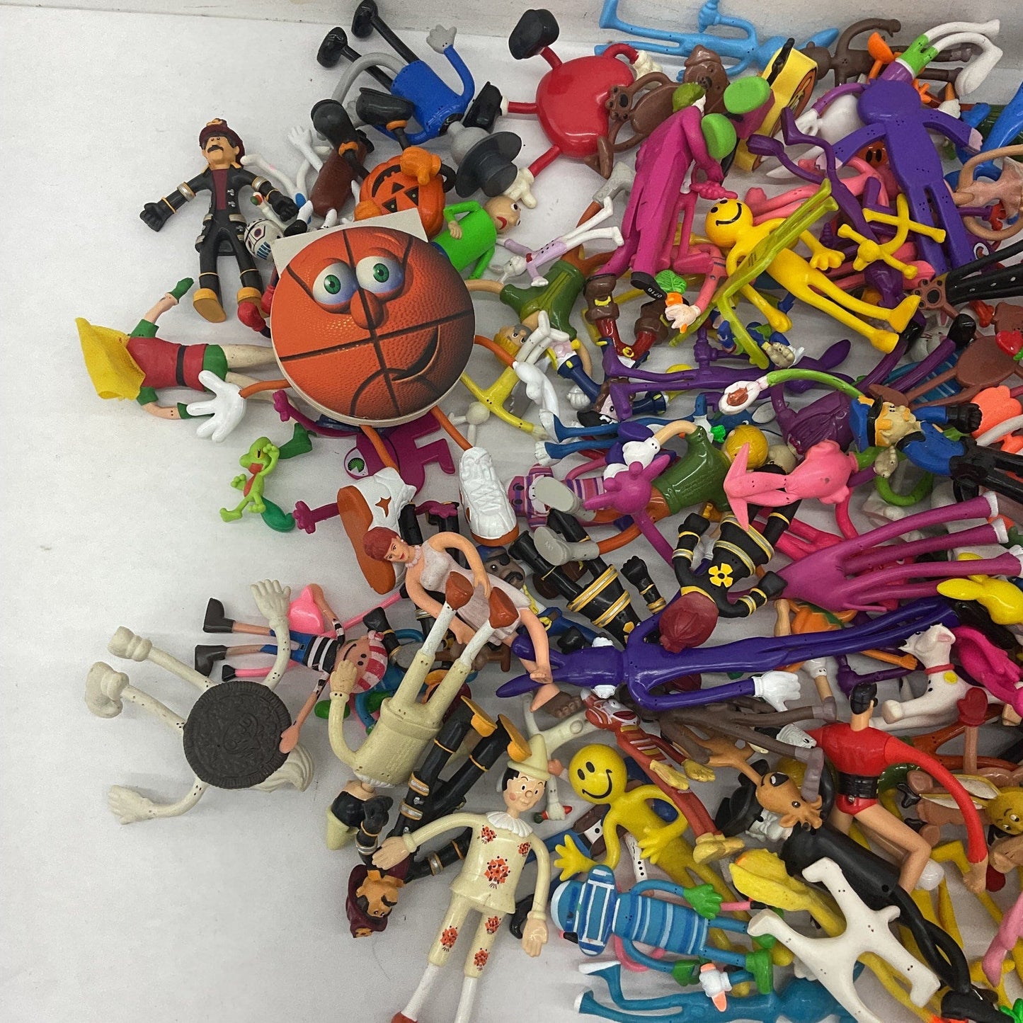 Preowned 10 lbs Mixed LOT Bendable Poseable Toy Figures Bozo Novelty Holiday - Warehouse Toys