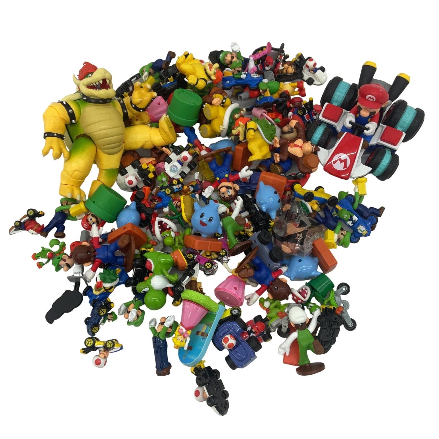 Preowned 10 lbs Super Mario Kart Action Figures Vehicles Toys Accessories LOT - Warehouse Toys