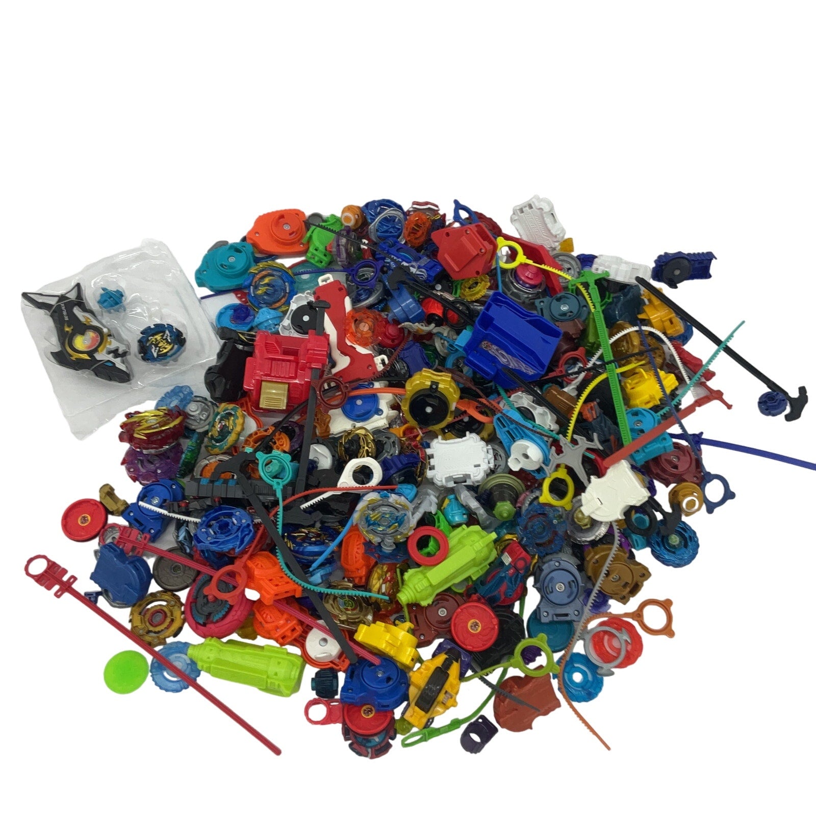 Preowned 11 lbs Beyblades Action Figure Collection LOT Toy Figures Parts Acc - Warehouse Toys