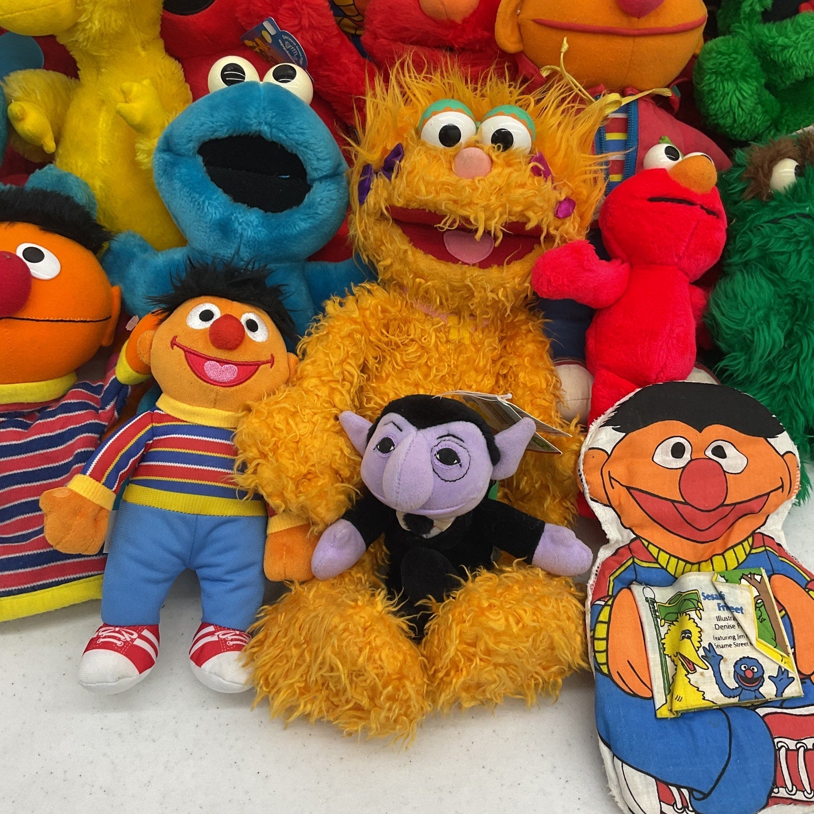 Preowned Assorted LOT 12 lbs Sesame Street Plush Dolls Stuffed Toys Big Bird - Warehouse Toys