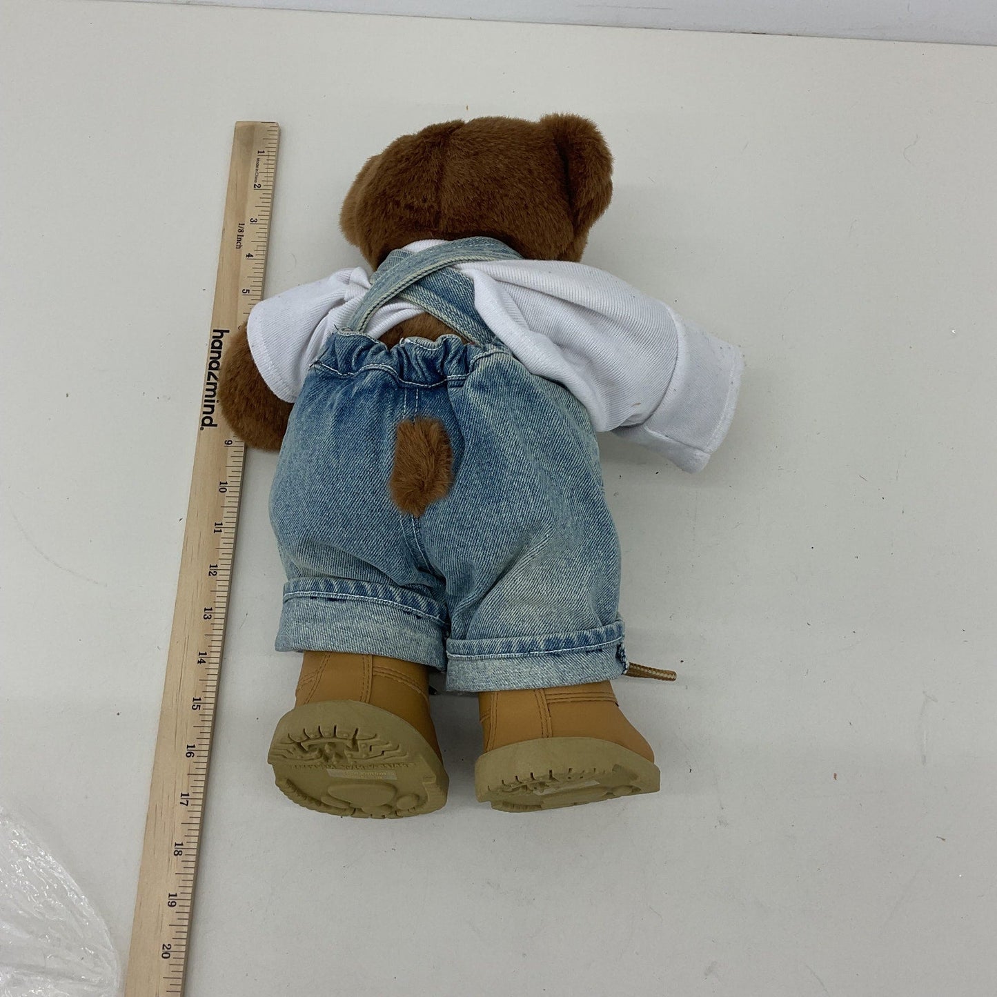 Preowned Build a Bear Brown Stuffed Animal Teddy Bear in Jeans Combat Boots - Warehouse Toys