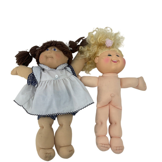 Preowned Cabbage Patch Kids Tan Cloth Baby Doll CPK Dolls lot of 2 - Warehouse Toys