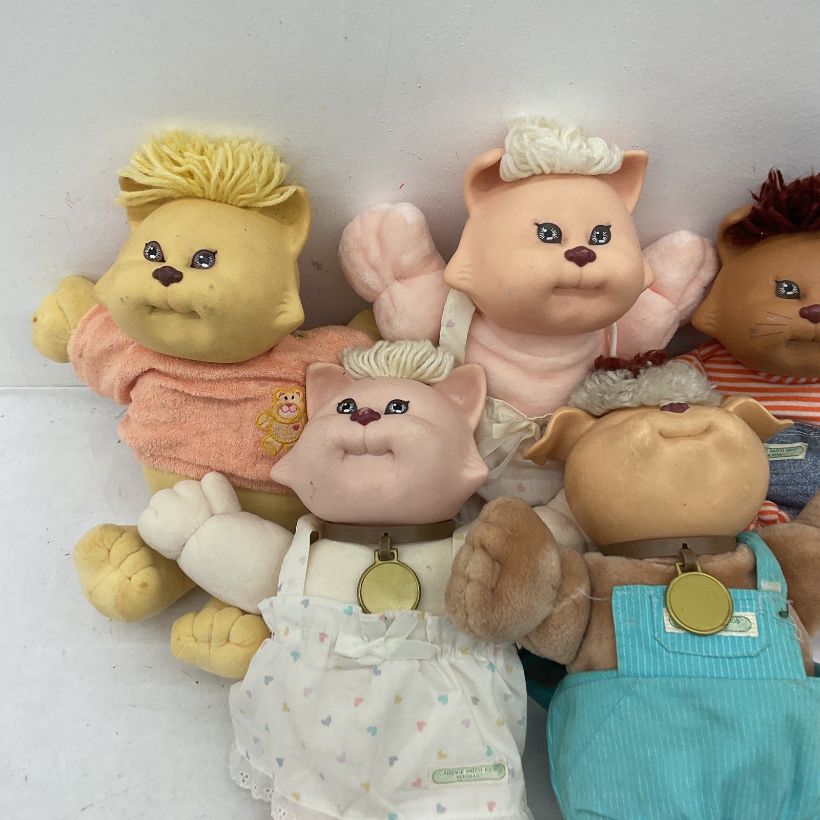 Preowned Cabbage Patch Kids Vintage Koosa Animal Play Dolls LOT Cats Dogs - Warehouse Toys