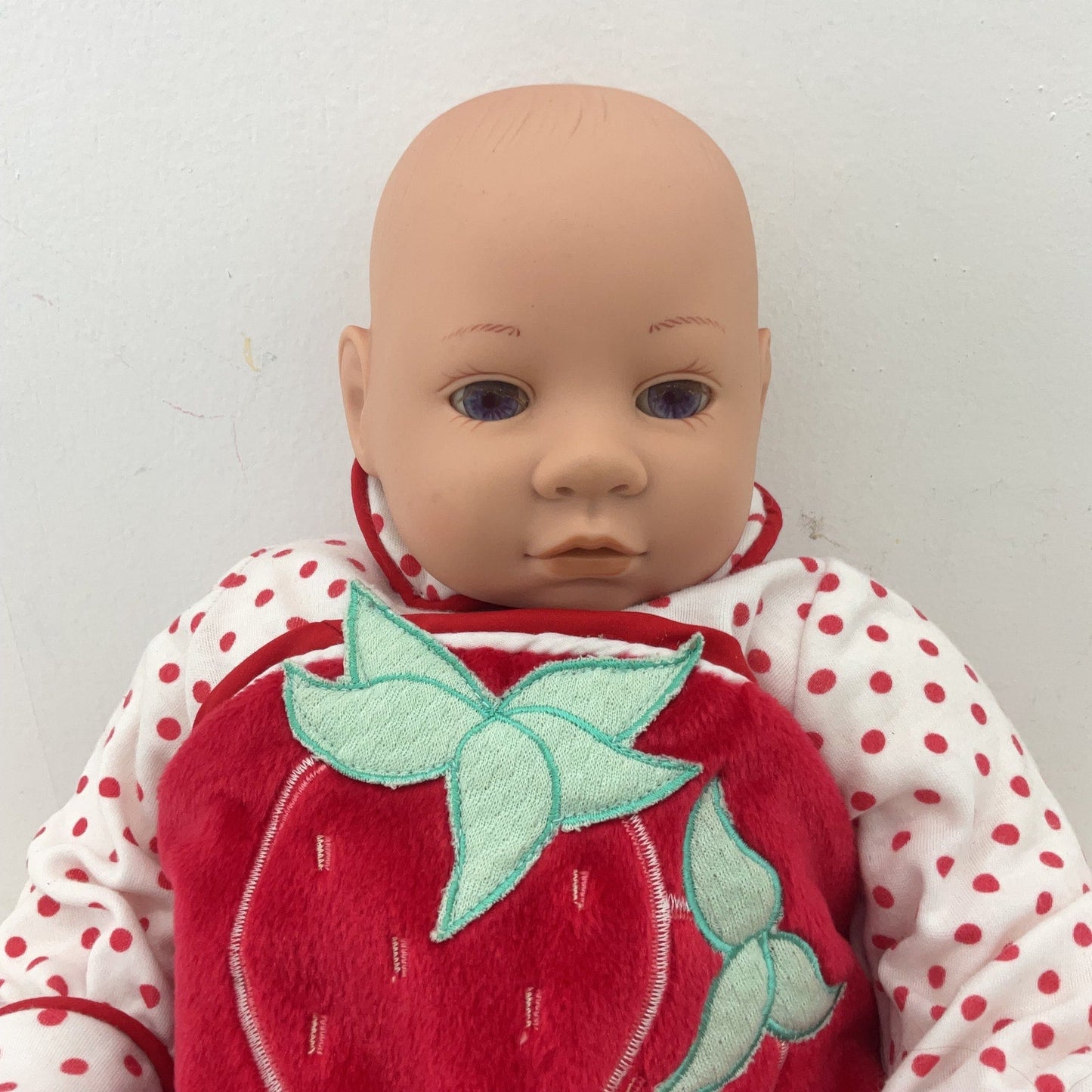 Preowned Cititoy Realistic Newborn Caucasian Baby Play Doll Toy in Red Outfit - Warehouse Toys