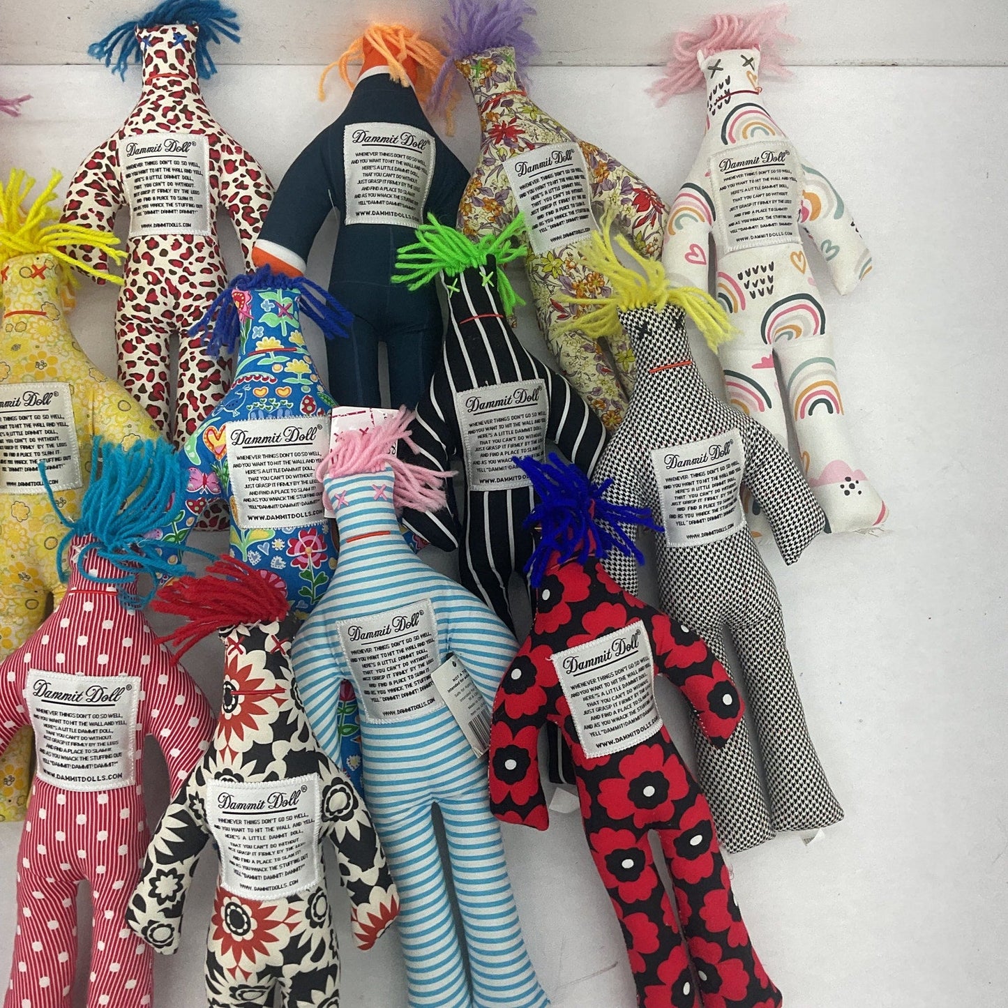 Preowned Dammit Dolls Plush Voodoo Stress Relief Plush Abstract Designs LOT - Warehouse Toys