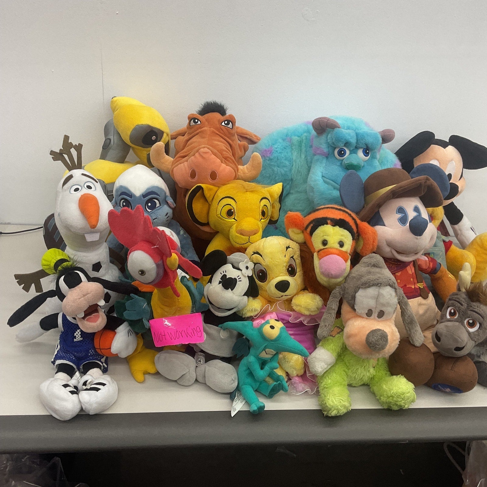 Preowned Disney Character Mixed Plush Dolls LOT Pixar Lion King Goofy Frozen - Warehouse Toys