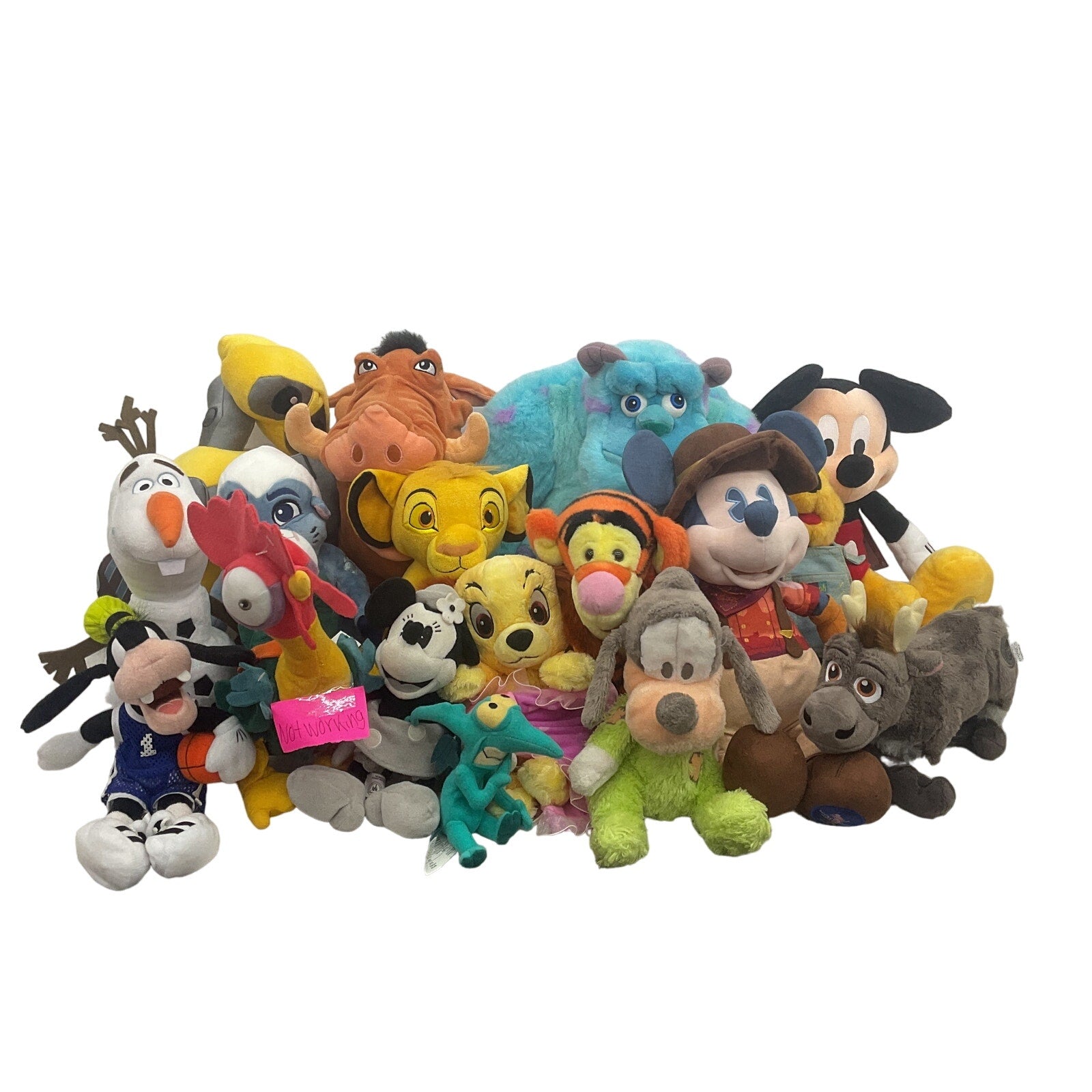 Preowned Disney Character Mixed Plush Dolls LOT Pixar Lion King Goofy Frozen - Warehouse Toys