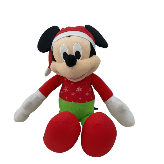 Preowned Disney Green Red Outfit Holiday Xmas Mickey Mouse Plush Doll - Warehouse Toys