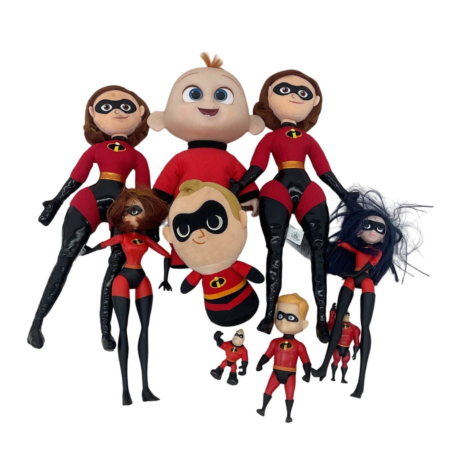 Preowned Disney Pixar The Incredibles Family Doll LOT Mixed Baby Mom Dad Figures - Warehouse Toys