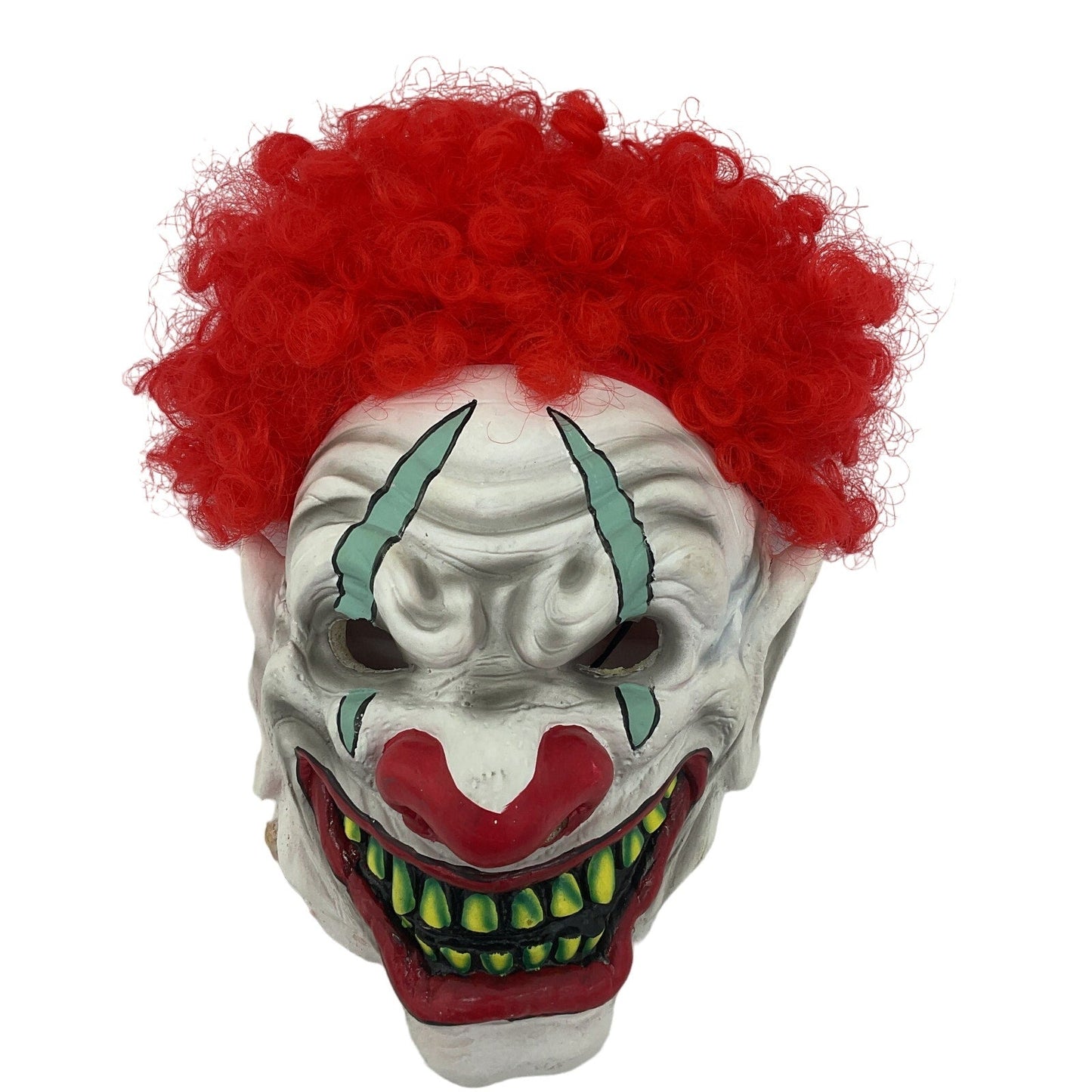 Preowned Halloween Scary Circus Clown Red Curly Hair Evil Grin Teeth Haunted - Warehouse Toys