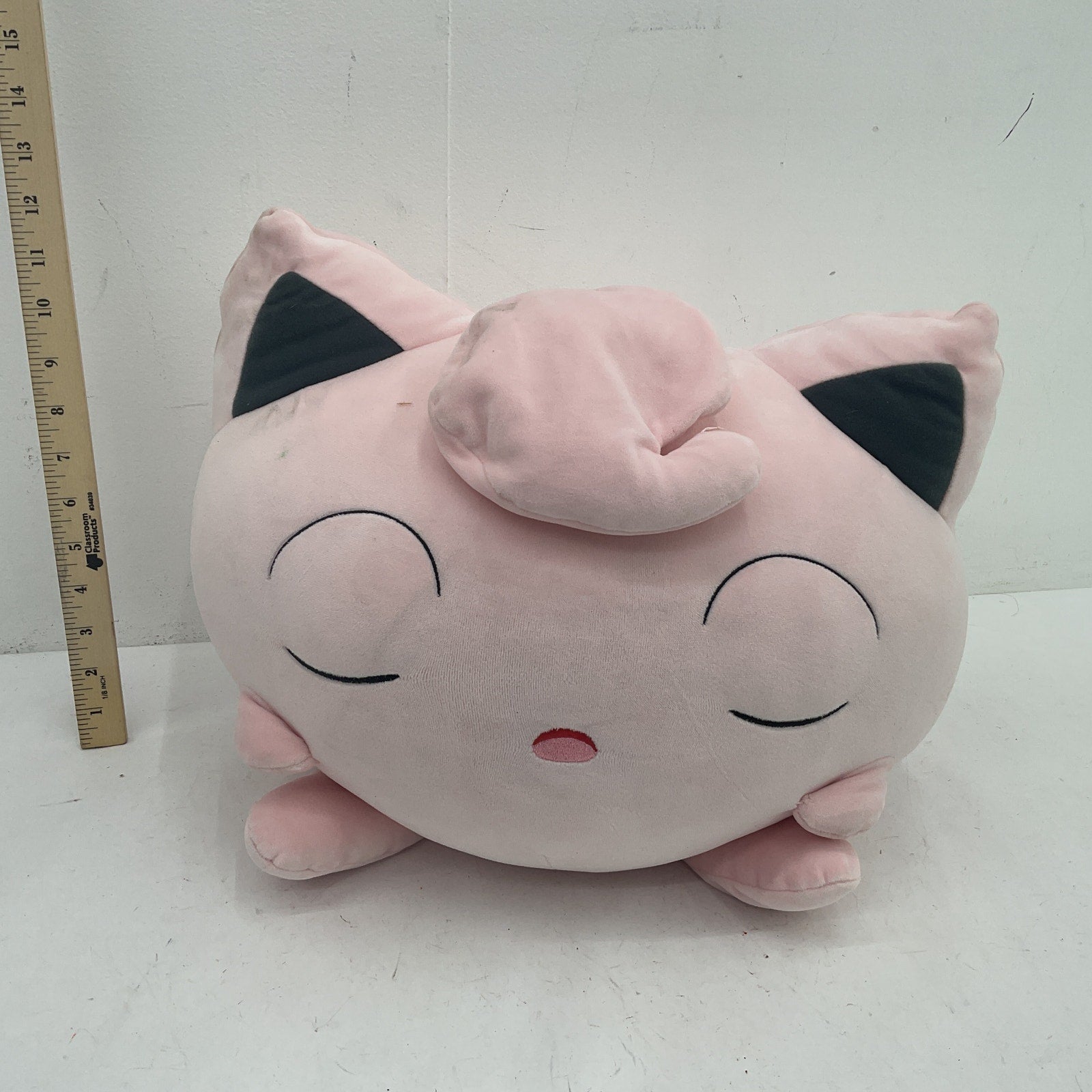 Preowned Large Jumbo Sized Pink Cuddly Sleeping Jiggly Puff Pokemon Plush Toy - Warehouse Toys