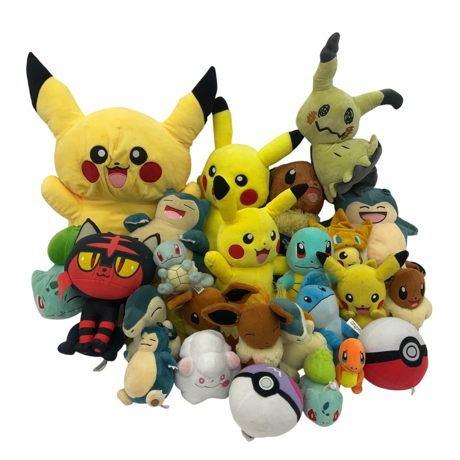 Preowned LOT 12 lbs Pokemon Stuffed Animals Mixed Characters Mimmikkyu Snorlax - Warehouse Toys