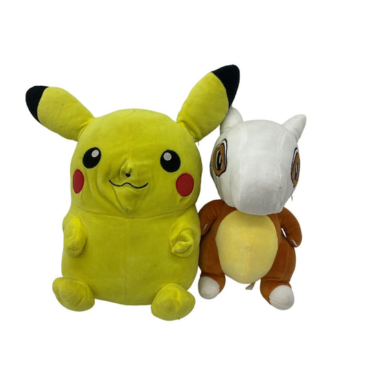 Preowned LOT 2 Pokemon Plush Dolls Cubone Pikachu Stuffed Yellow Brown - Warehouse Toys