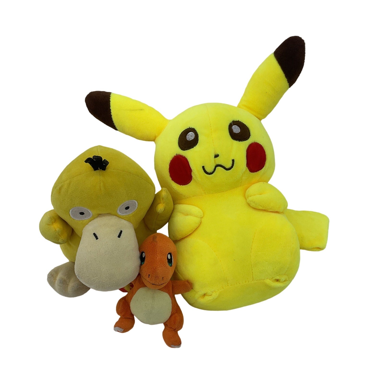 Preowned LOT 3 Character Pokemon Plush Psyduck Pikachu Charmander Orange Yellow - Warehouse Toys