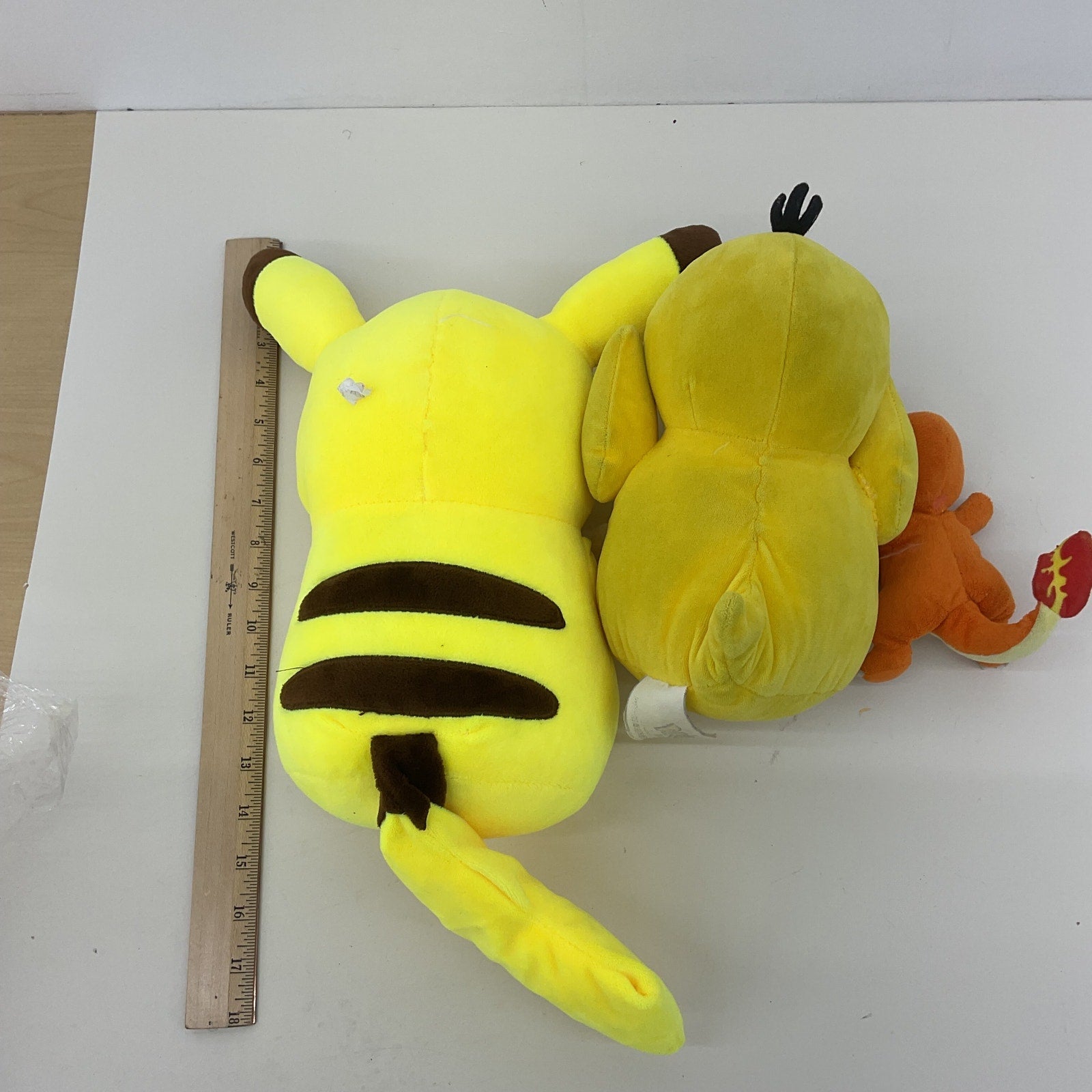 Preowned LOT 3 Character Pokemon Plush Psyduck Pikachu Charmander Orange Yellow - Warehouse Toys