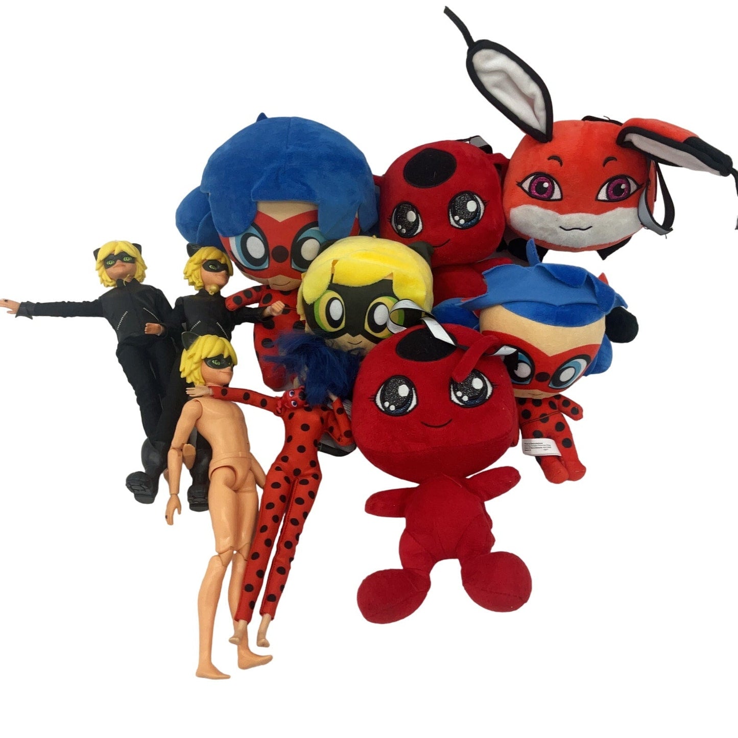 Preowned LOT Miraculous Ladybug Mixed Character Soft Plush Toys & Figures - Warehouse Toys