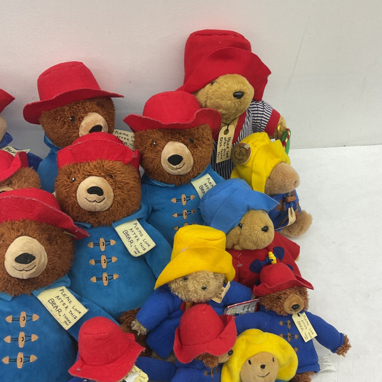 Preowned LOT Paddington Bear Teddy in Coat Plush Toys Stuffed Animals LOT 5 lbs - Warehouse Toys