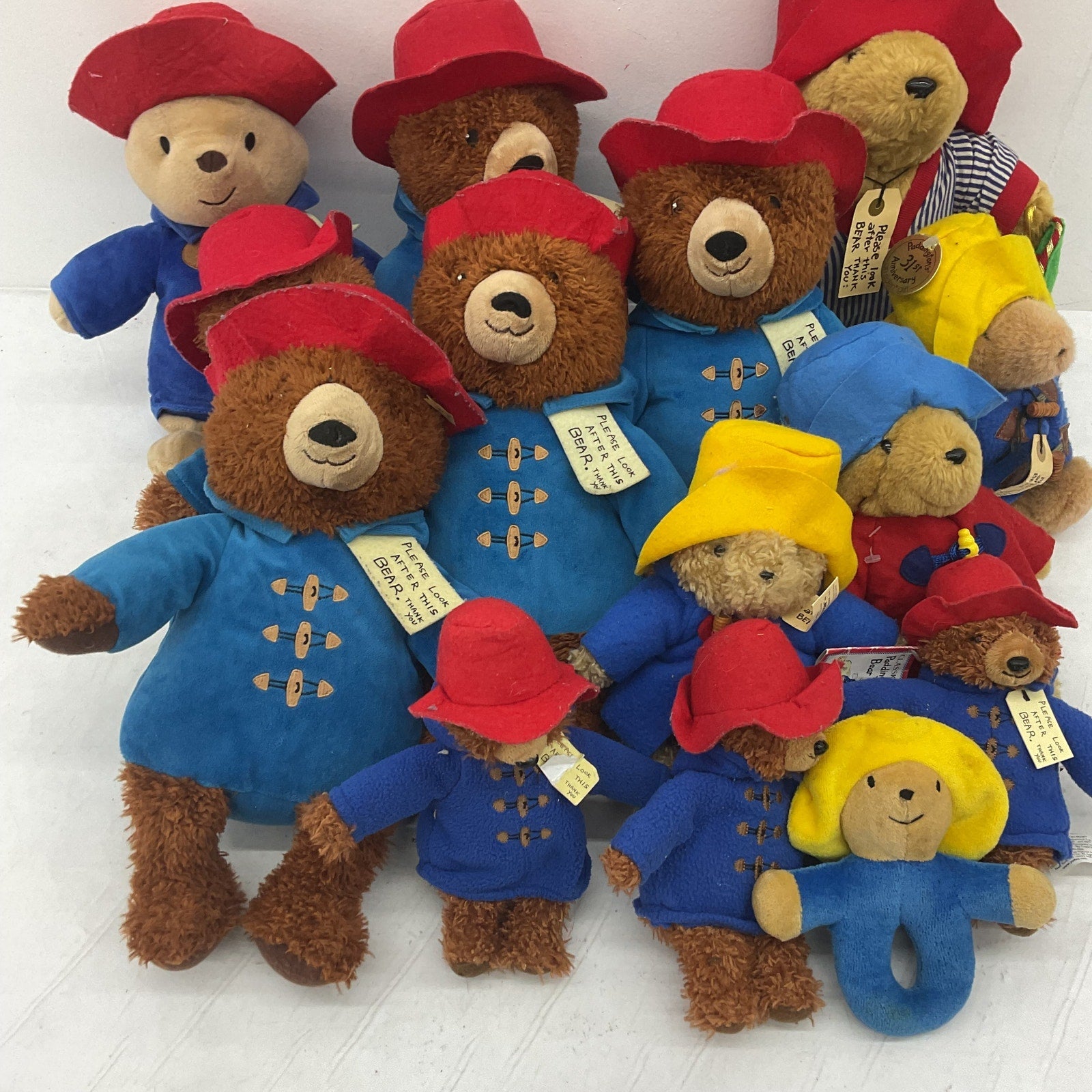 Preowned LOT Paddington Bear Teddy in Coat Plush Toys Stuffed Animals LOT 5 lbs - Warehouse Toys