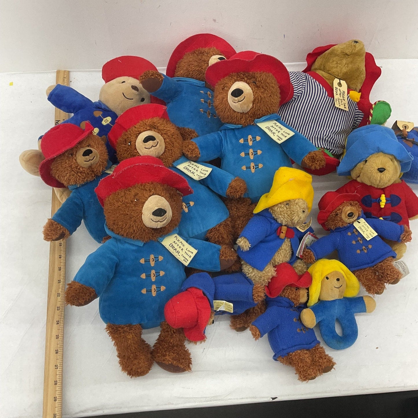 Preowned LOT Paddington Bear Teddy in Coat Plush Toys Stuffed Animals LOT 5 lbs - Warehouse Toys