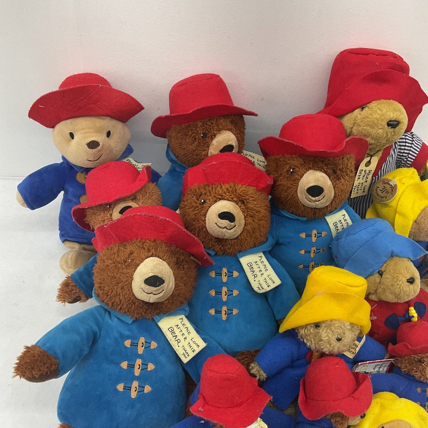 Preowned LOT Paddington Bear Teddy in Coat Plush Toys Stuffed Animals LOT 5 lbs - Warehouse Toys