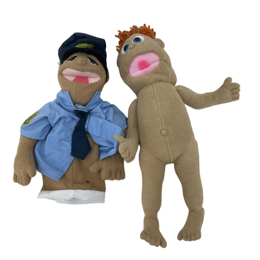 Preowned Melissa & Doug Half Body & Full Body Plush Hand & Rod Puppets Police - Warehouse Toys