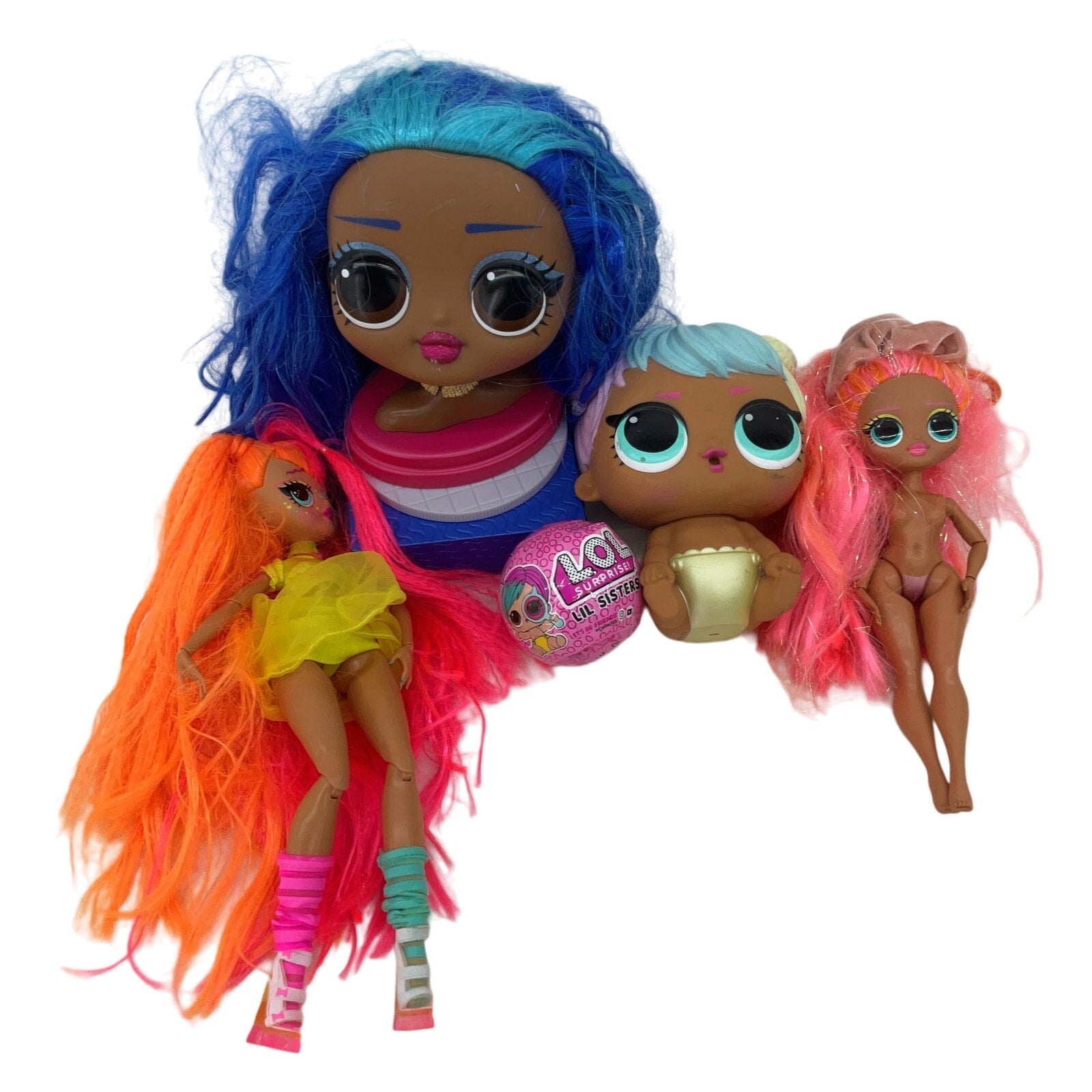 Preowned MGA Multicolor Fashion Dolls Mixed LOT Big Lil Sistas - Warehouse Toys