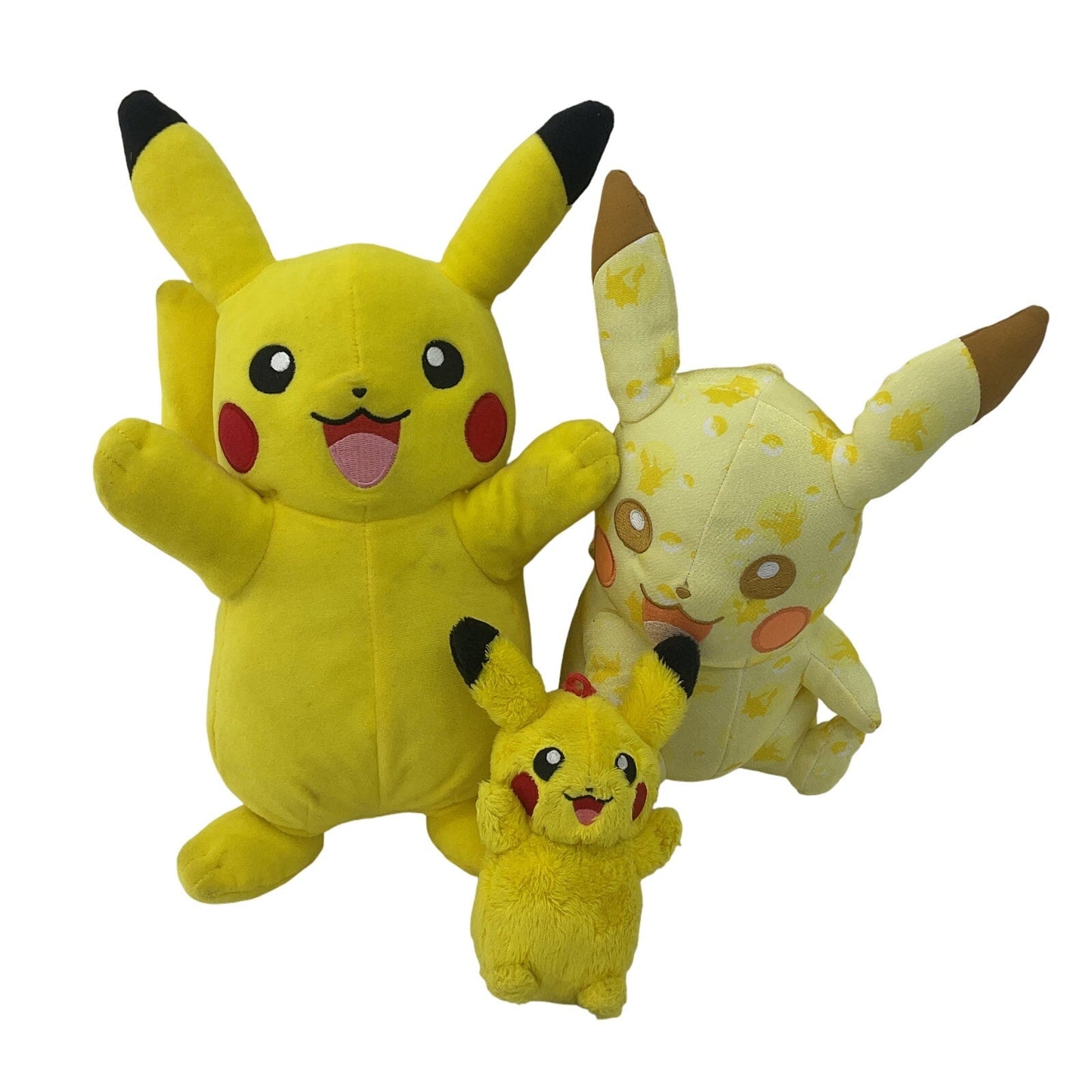 Preowned MIX of 3 Pokemon Pikachu Character Plush Dolls Small to Medium - Warehouse Toys