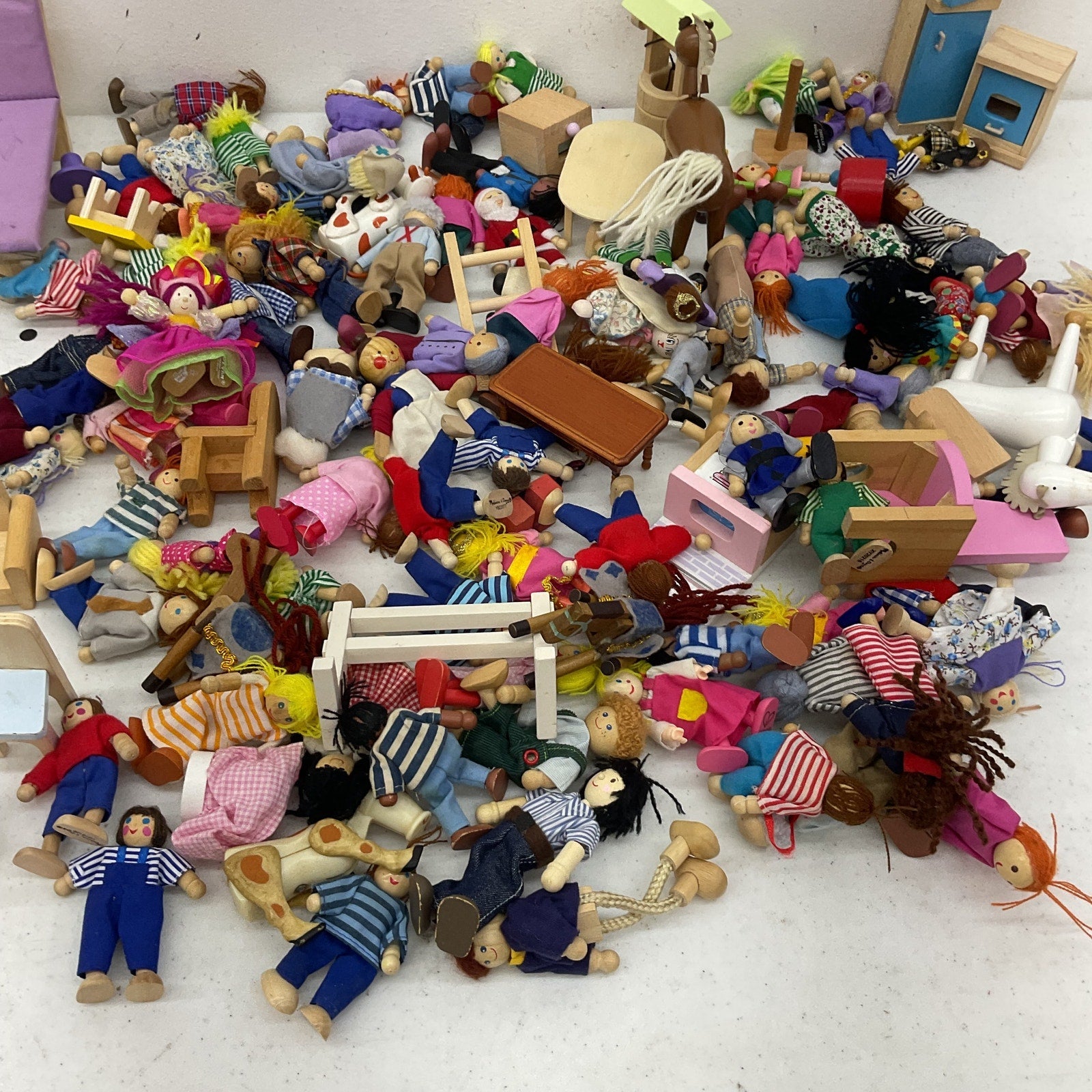 Preowned Mix Plan Toys Mini Dollhouse Figures Dolls Parts Furniture LOT 8 lbs - Warehouse Toys