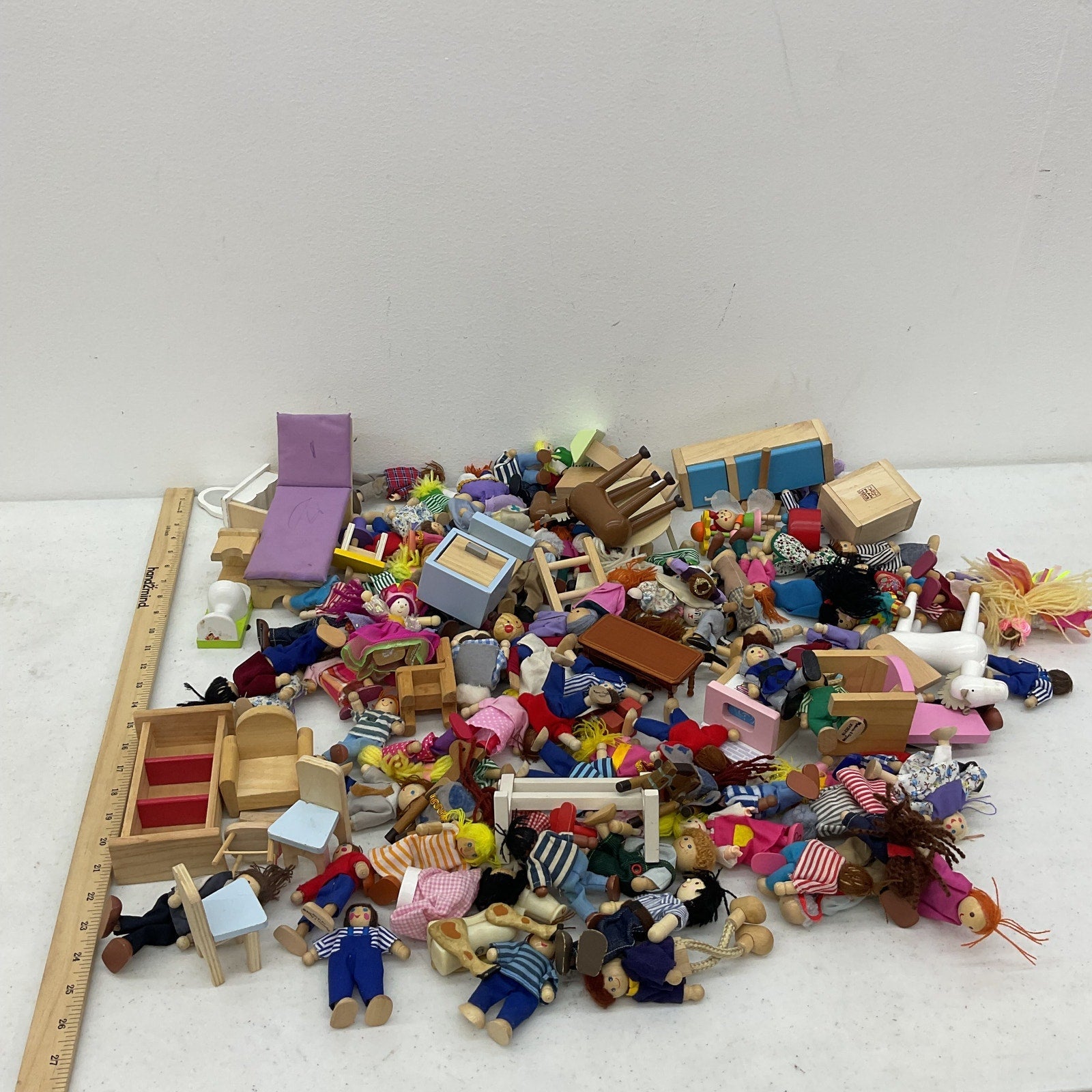 Preowned Mix Plan Toys Mini Dollhouse Figures Dolls Parts Furniture LOT 8 lbs - Warehouse Toys