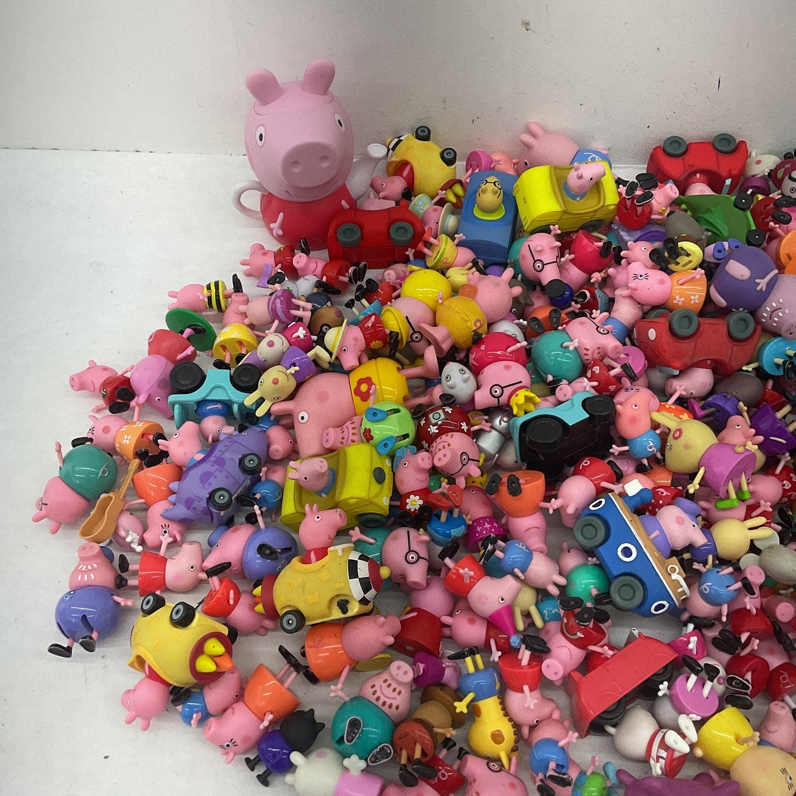 Preowned Mixed LOT 10 lbs Peppa Pig Toy Figures Figurines Cake Toppers Vehicles - Warehouse Toys