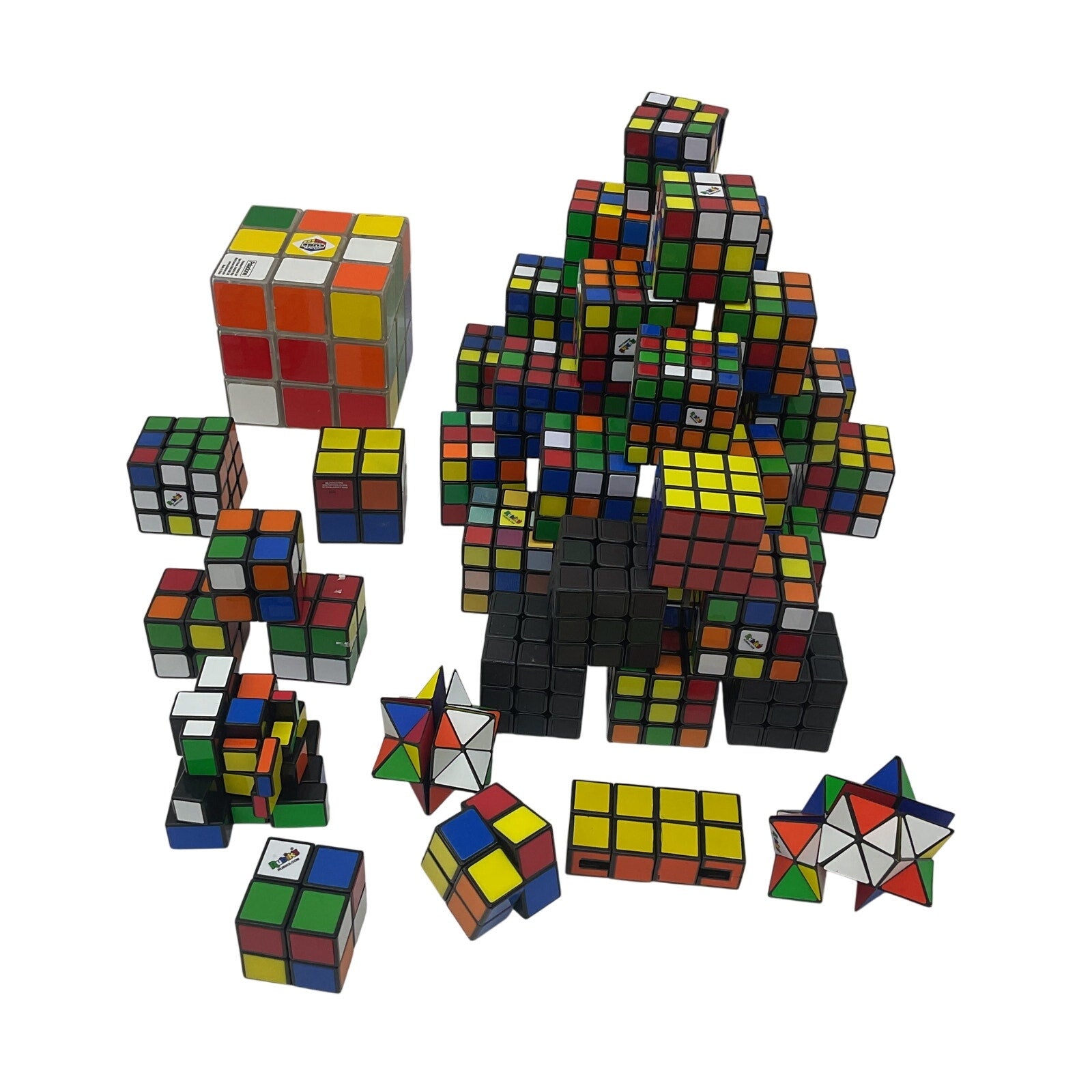 Preowned Mixed LOT 10 lbs Rubik's Cube & Other Brain Teaser Puzzle Square Toys - Warehouse Toys