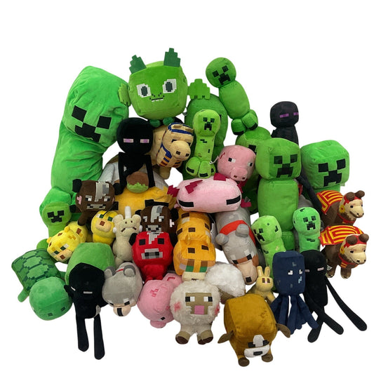 Preowned Mixed LOT 11 lbs Minecraft Plush Dolls Stuffed Toys Assorted Characters - Warehouse Toys