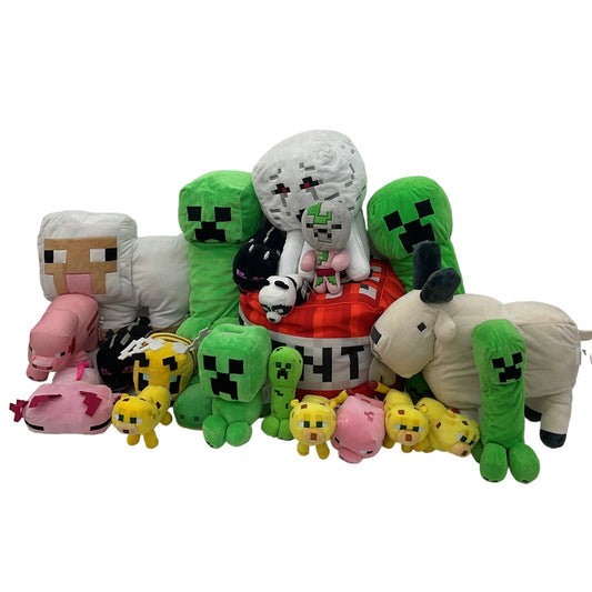 Preowned Mixed LOT 12 lbs Minecraft Plush Dolls Stuffed Toys TNT Pig Sheep - Warehouse Toys